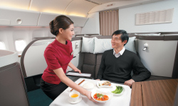 Cathay Pacific serving food